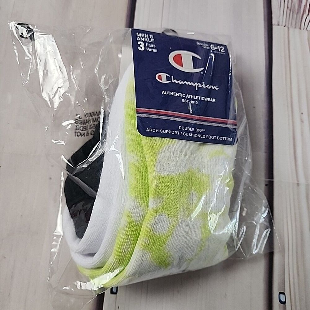 Champion Mens Ankle Socks 3‎ Pairs Shoe Size 6-12 Athleticwear Socks Multicolor